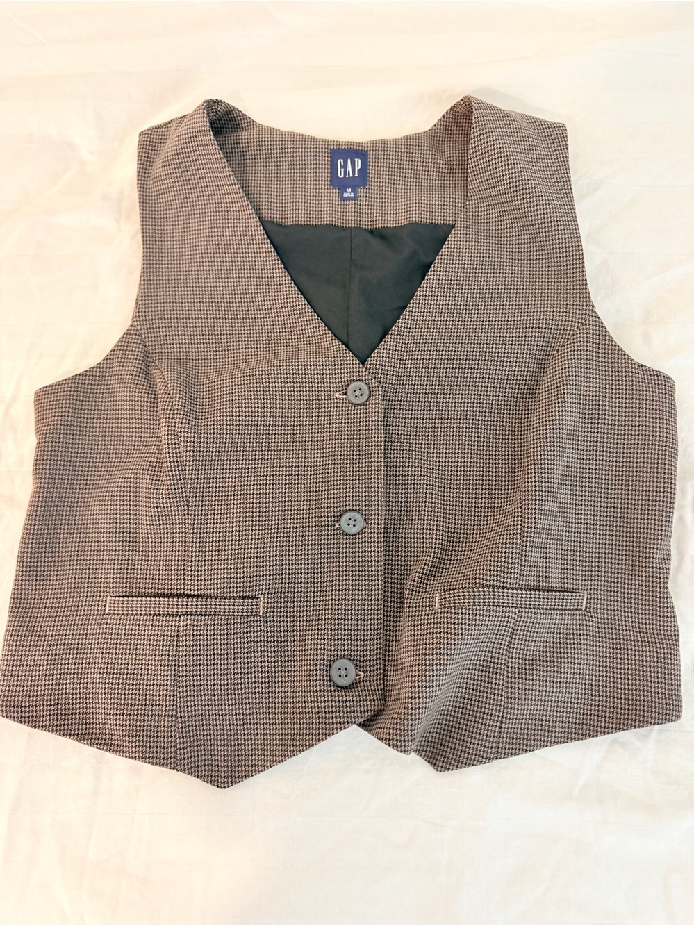 GAP brown micro houndstooth cropped vest M